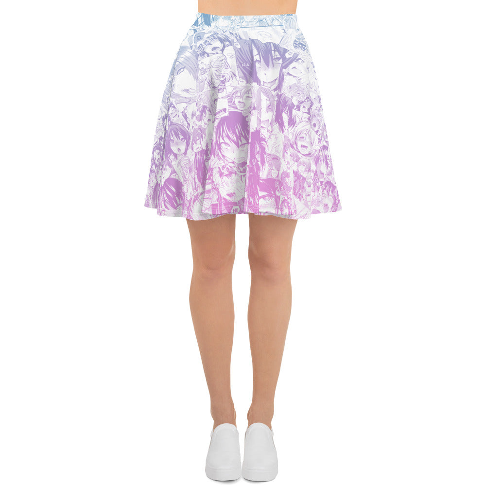 Ahegao Pastel Pleated Skater Skirt