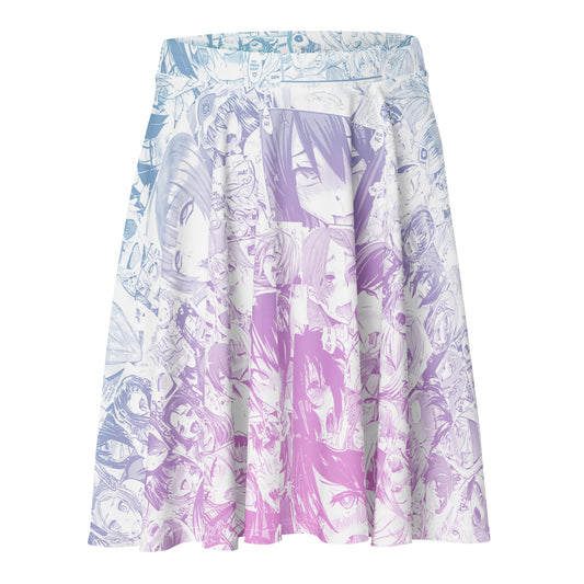 Ahegao Pastel Pleated Skater Skirt